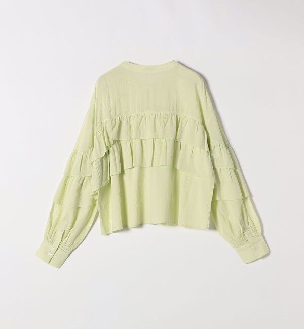 SHIPS any「SHIPS any:〈洗濯機可能〉シアー ボイル フリル バンドカラー シャツ ブラウス」|シャツ・ブラウス|