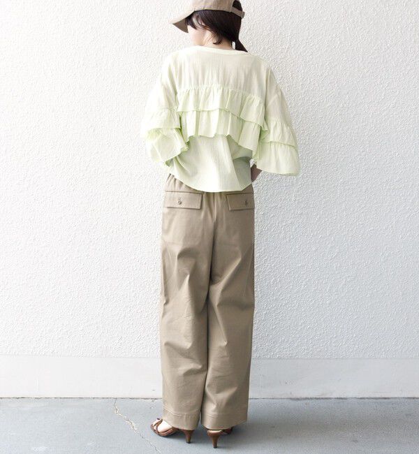 SHIPS any「SHIPS any:〈洗濯機可能〉シアー ボイル フリル バンドカラー シャツ ブラウス」|シャツ・ブラウス|