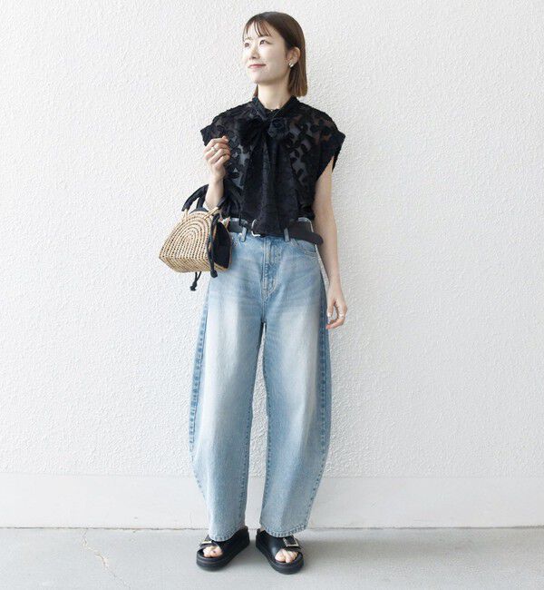 SHIPS any「SHIPS any:〈手洗い可能〉シアー フラワー ジャカード ボウタイ フレンチ ブラウス」|シャツ・ブラウス|