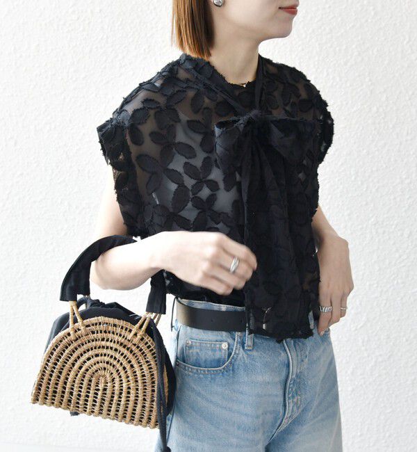 SHIPS any「SHIPS any:〈手洗い可能〉シアー フラワー ジャカード ボウタイ フレンチ ブラウス」|シャツ・ブラウス|