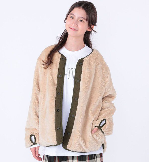 SHIPS KIDS「SHIPS KIDS:140～160cm/〈洗濯機可能〉ボア&times;キルティング リバーシブル ブルゾン」|ブルゾン・スタジャン|