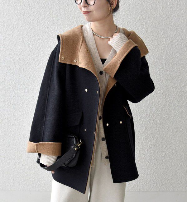 一部追加予約》SHIPS any: リバー フーデッド Aライン ミドル コート