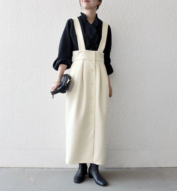 SHIPS any「《予約》SHIPS any:〈洗濯機可能〉ジャージー サスペンダー ハイウエスト Iライン スカート」|スカート|