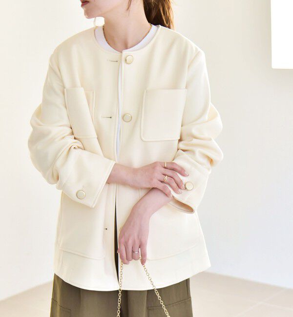 予約》quaranciel:〈手洗い可能〉ジャージー ポケット ノーカラー