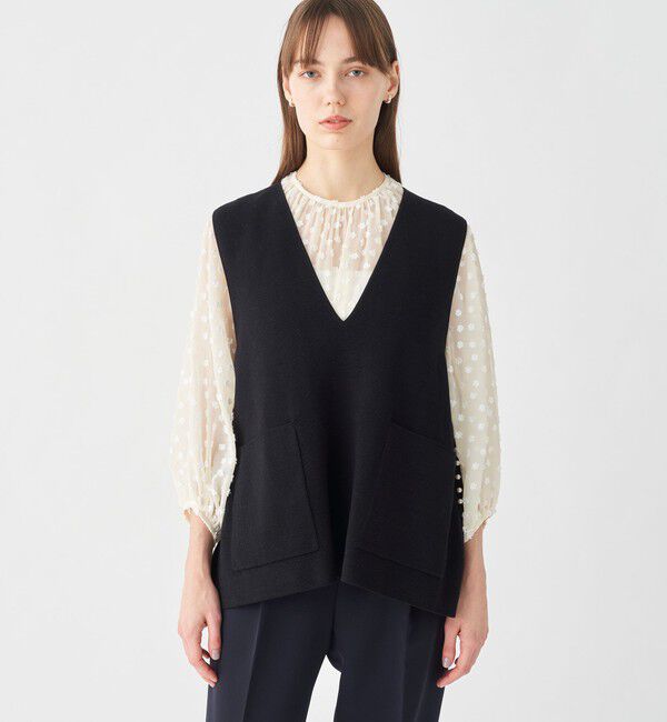 Ballsey ブラック Vネック ベスト パールコンビ Vネックベスト（Ballsey）｜ルミネのファッション通販