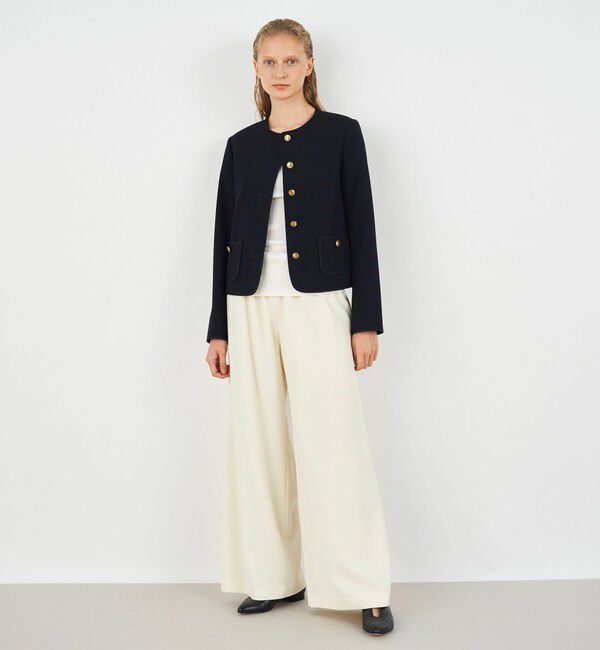 DES PRES「ウールオックスフォード クルーネックジャケット」|ノーカラージャケット|