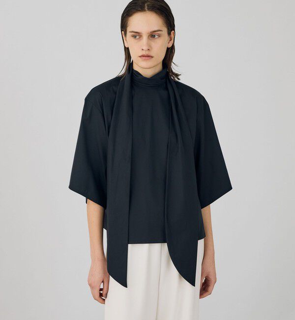 DES PRES「コットンストレッチポプリン タイブラウス」|シャツ・ブラウス|