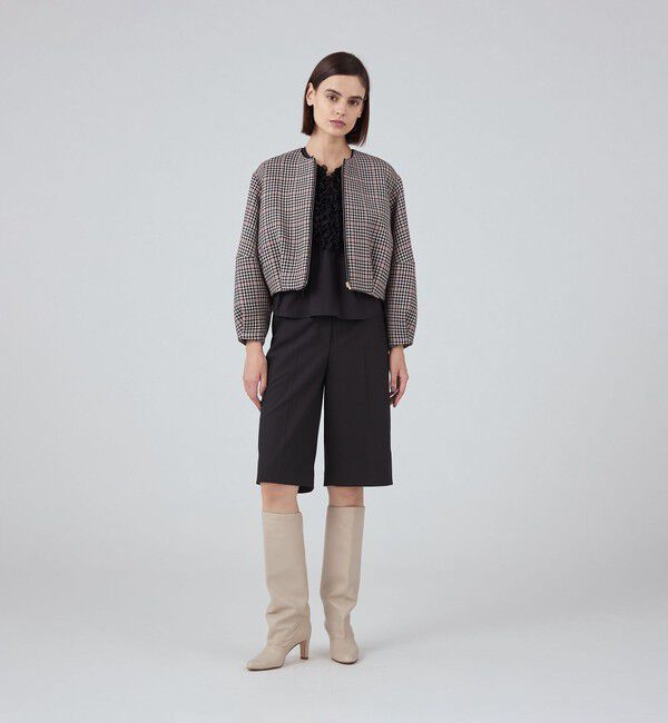 TOMORROWLAND collection「タッターギンガムリバー ジップアップブルゾン」|ブルゾン・スタジャン|