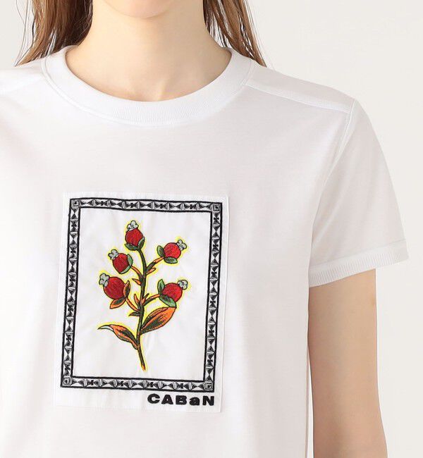 CABaN「スビンコットン ビンテージフラワーエンブロイダリーTシャツ」|Tシャツ・カットソー|