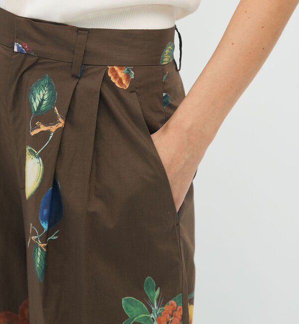 CABaN「CABaN コットン Green Showerプリント 2タックワイドパンツ」|チノ|