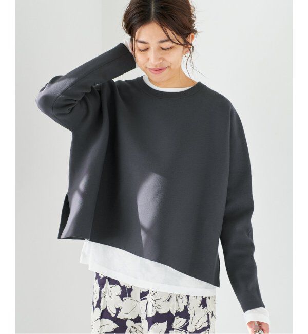 IENA「ファインコットンスムースプルオーバー」|ニット・セーター|グレー