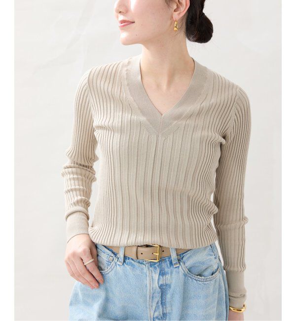 VERMEIL par iena「イタリア糸 RIB Vネックプルオーバー」|ニット・セーター|