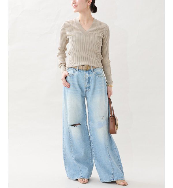 VERMEIL par iena「イタリア糸 RIB Vネックプルオーバー」|ニット・セーター|