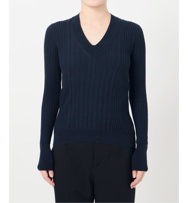 VERMEIL par iena「イタリア糸 RIB Vネックプルオーバー」|ニット・セーター|