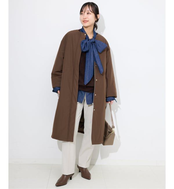 ストール付き/WEB限定》中綿ストール付きノーカラーコート（SLOBE IENA