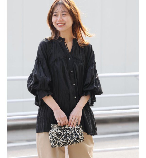 JOURNAL STANDARD relume「コットンボイルクリンクルフリルギャザーブラウス」|シャツ・ブラウス|ブラック