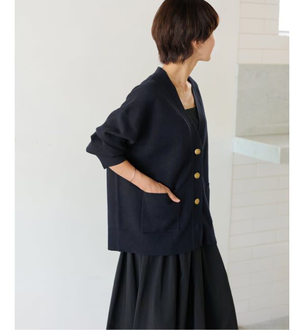 追加》[25AW新作］コットンカシミヤミックスダブルニットVネック