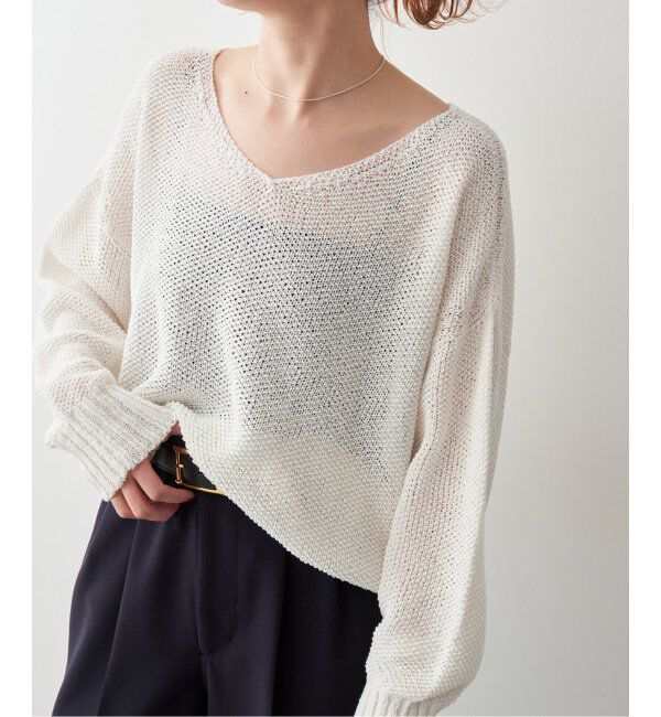 Spick and Span「ペーパーヤーン2WAYルーズプルオーバー」|ニット・セーター|ホワイト