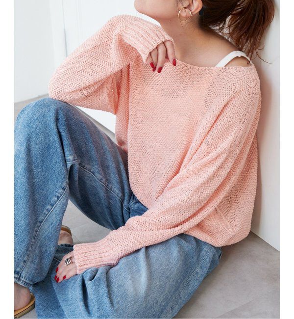 Spick and Span「ペーパーヤーン2WAYルーズプルオーバー」|ニット・セーター|ピンク B