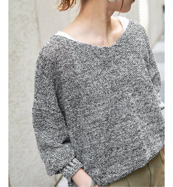 Spick and Span「ペーパーヤーン2WAYルーズプルオーバー」|ニット・セーター|ブラックベース