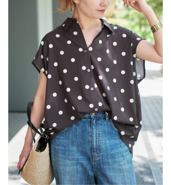Spick and Span「《WEB限定3追加》ドットフレンチスリーブシャツ」|シャツ・ブラウス|