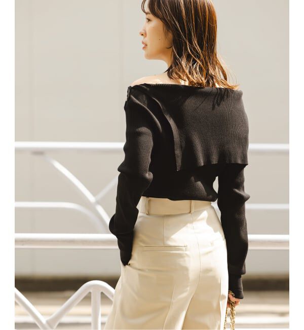 NOBLE「《WEB限定追加》ショルダーボタンタイトリブニット」|ニット・セーター|