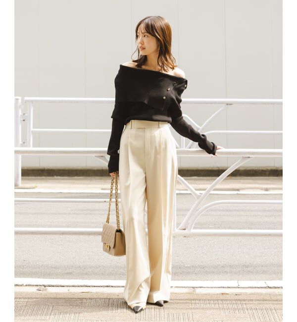 NOBLE「《WEB限定追加》ショルダーボタンタイトリブニット」|ニット・セーター|