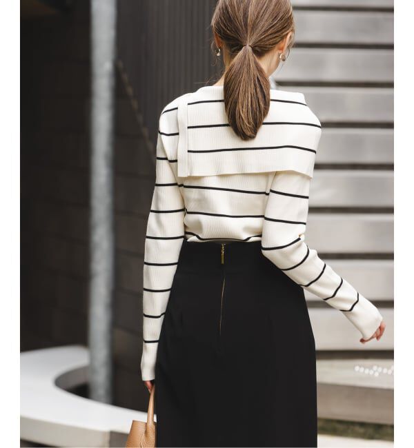 NOBLE「《WEB限定追加》ショルダーボタンタイトリブニット」|ニット・セーター|