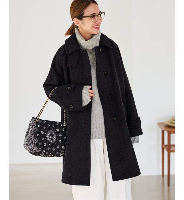 FRAMeWORK「≪追加≫ラムウールMIXシャルムバルカラーコート 2」|ステンカラーコート|