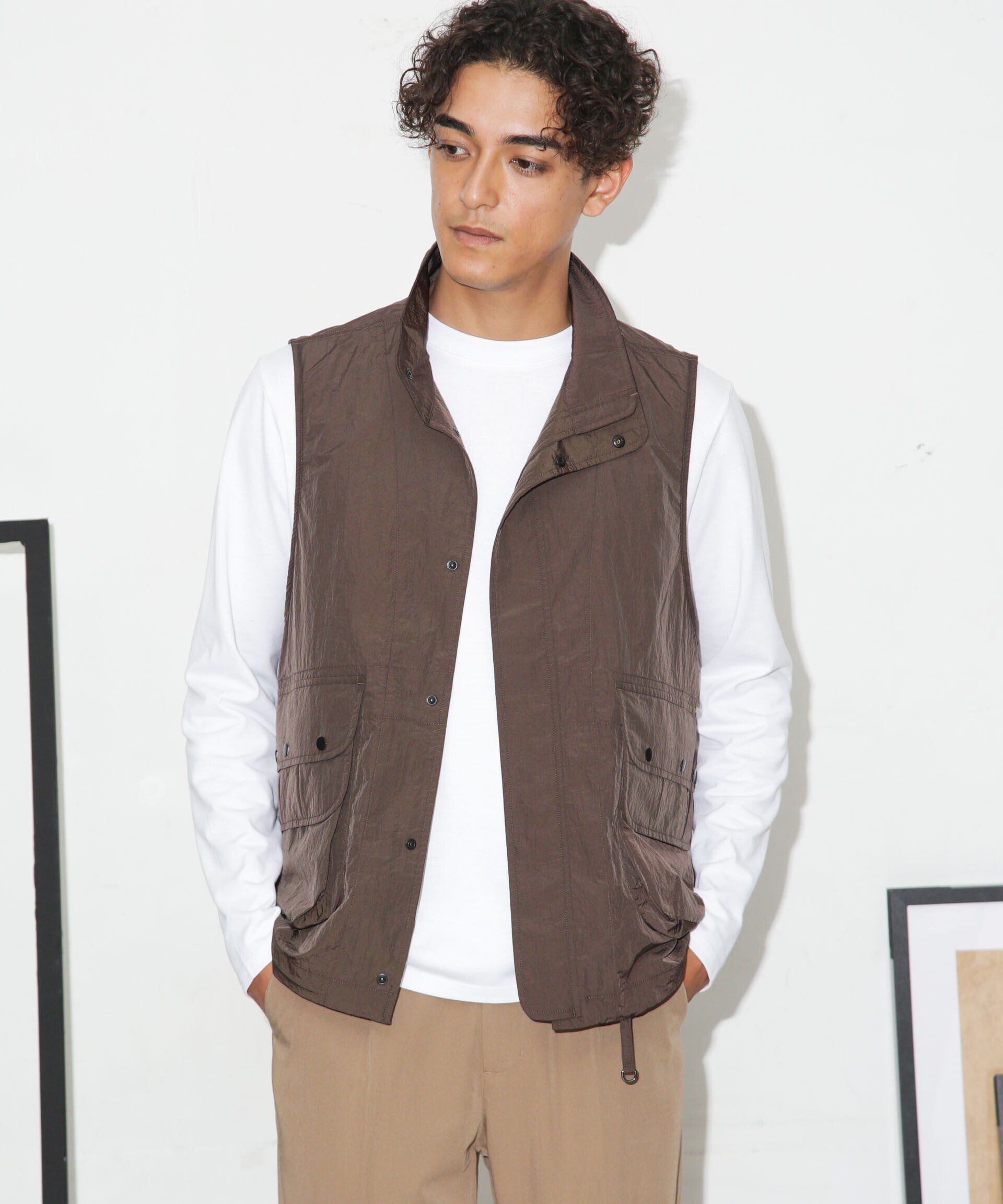 nano･universe「ナイロンストリームベスト」|ダウンベスト・ベスト|ブラウン