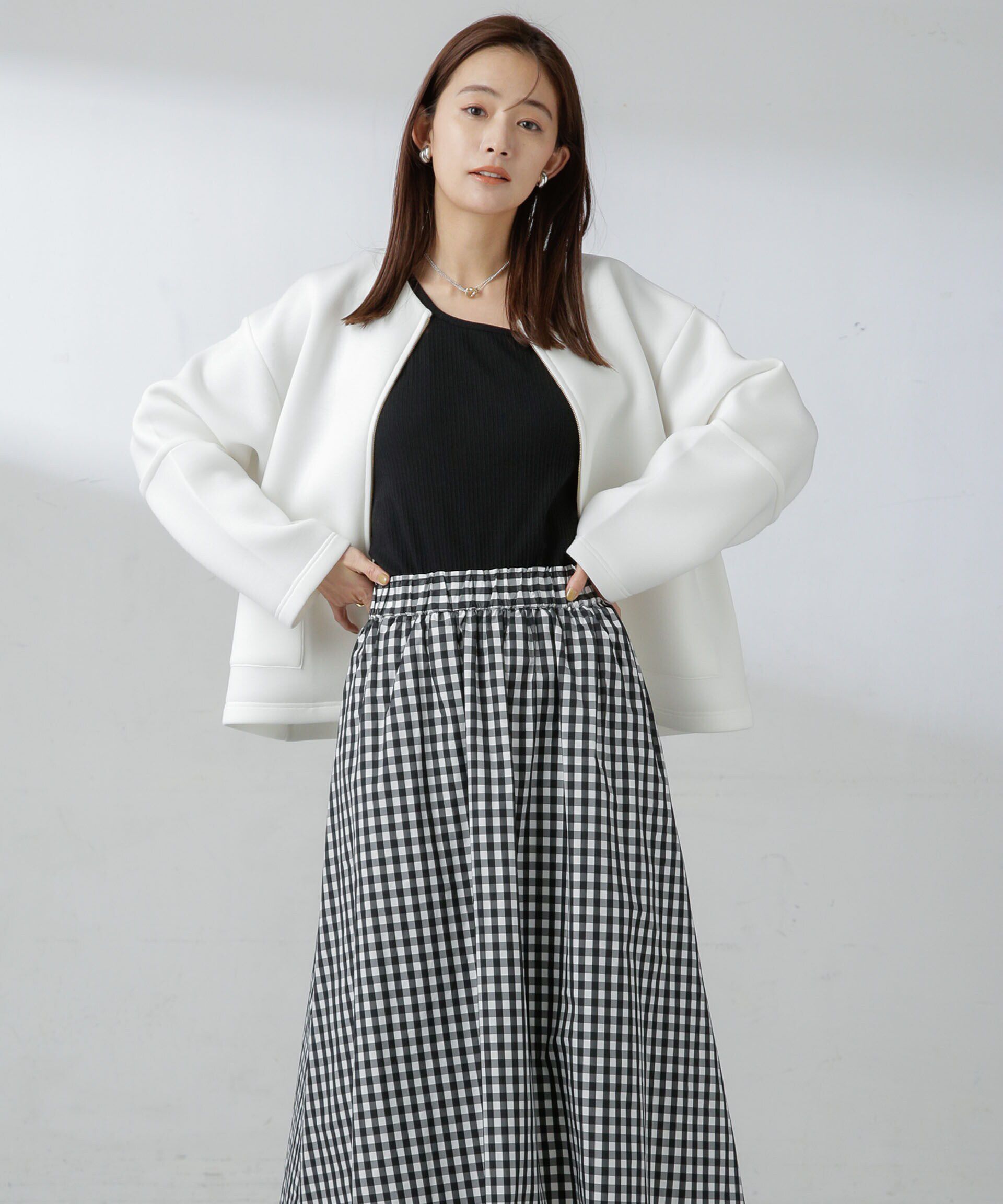 nano･universe「ギャザーボリュームチェックスカート」|スカート|