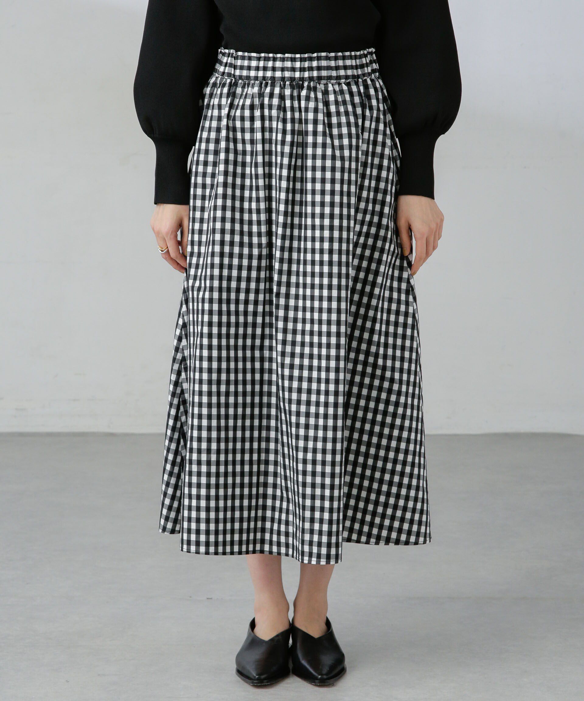 nano･universe「ギャザーボリュームチェックスカート」|スカート|