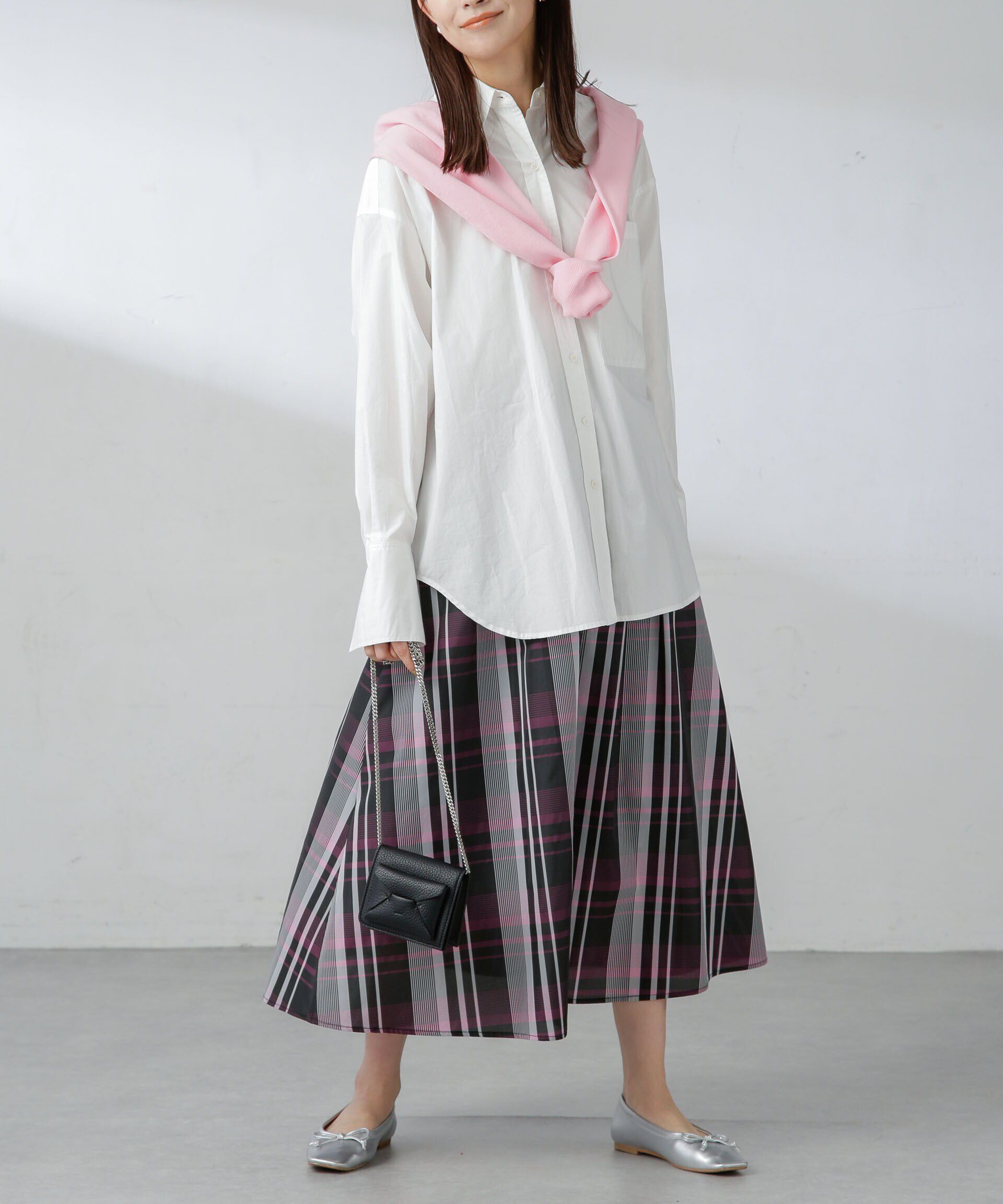 nano･universe「ギャザーボリュームチェックスカート」|スカート|