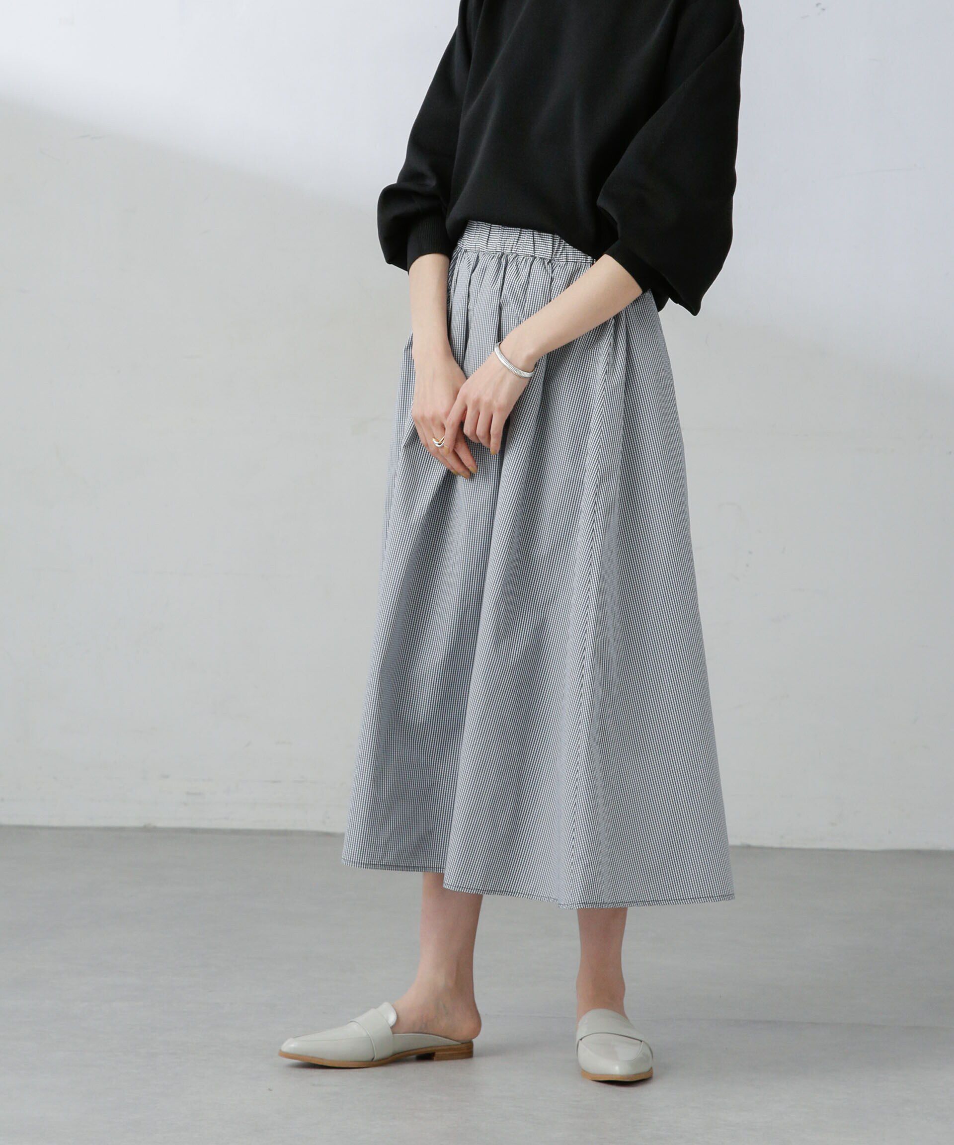 nano･universe「ギャザーボリュームチェックスカート」|スカート|