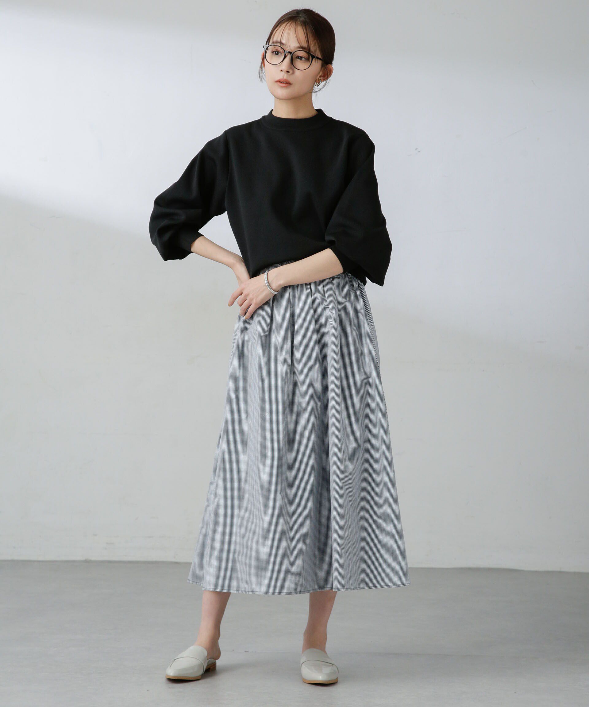 nano･universe「ギャザーボリュームチェックスカート」|スカート|