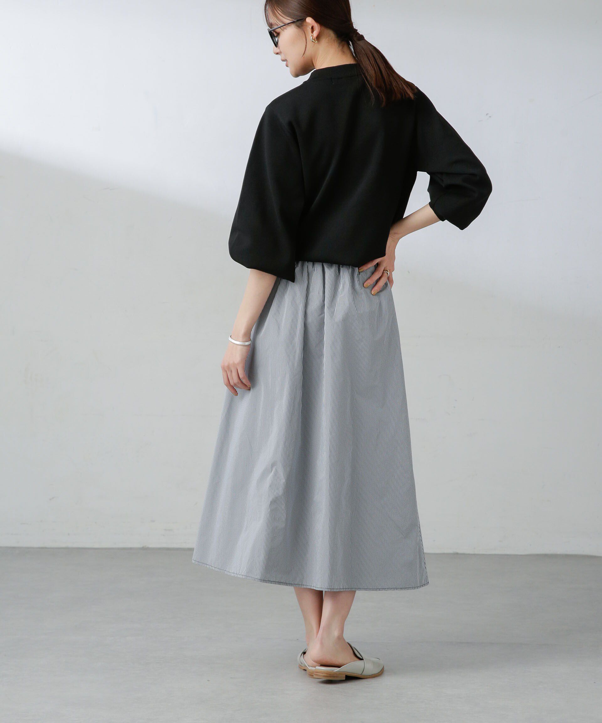 nano･universe「ギャザーボリュームチェックスカート」|スカート|