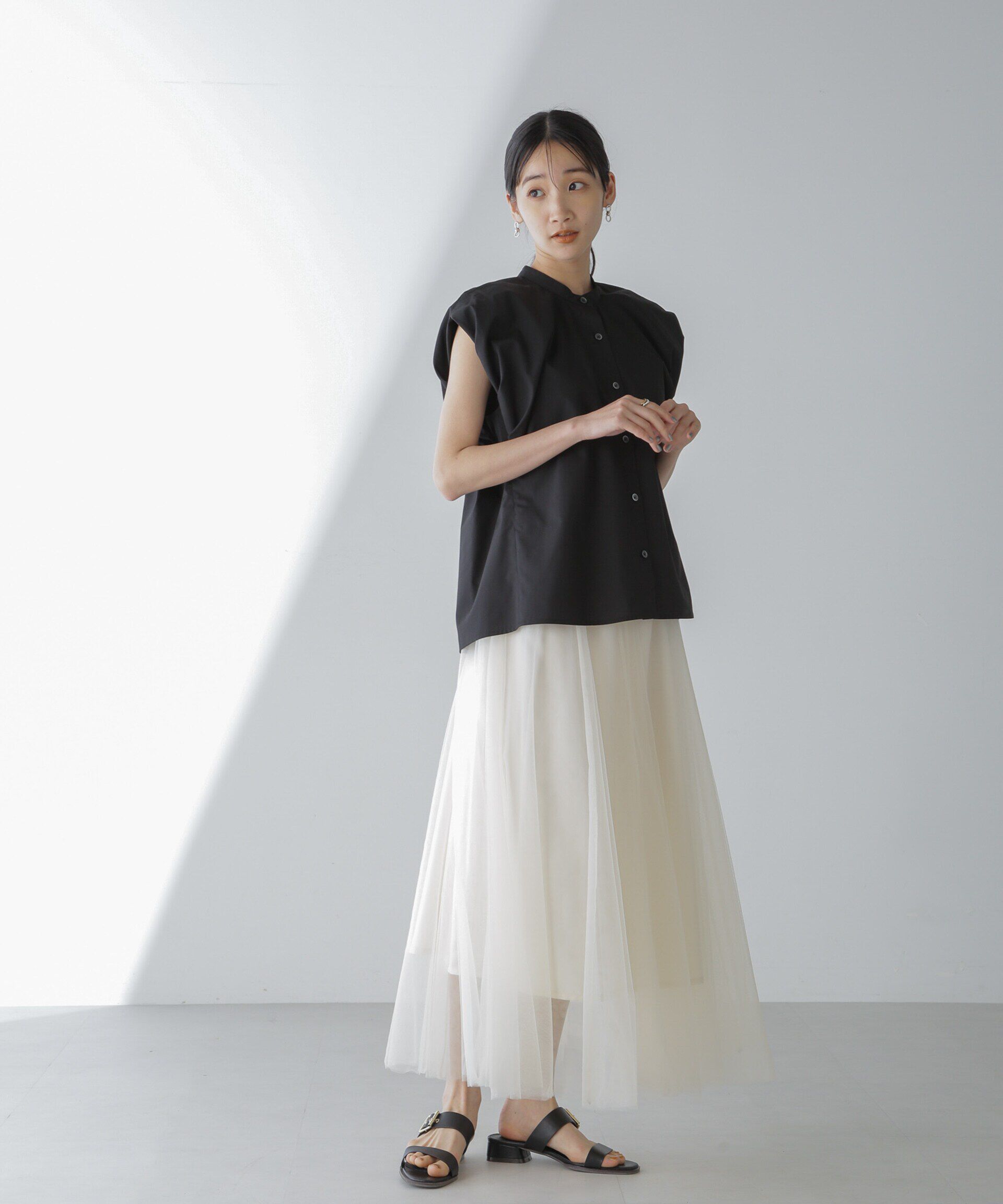 nano･universe「フレンチスリーブバルーンシャツ」|シャツ・ブラウス|