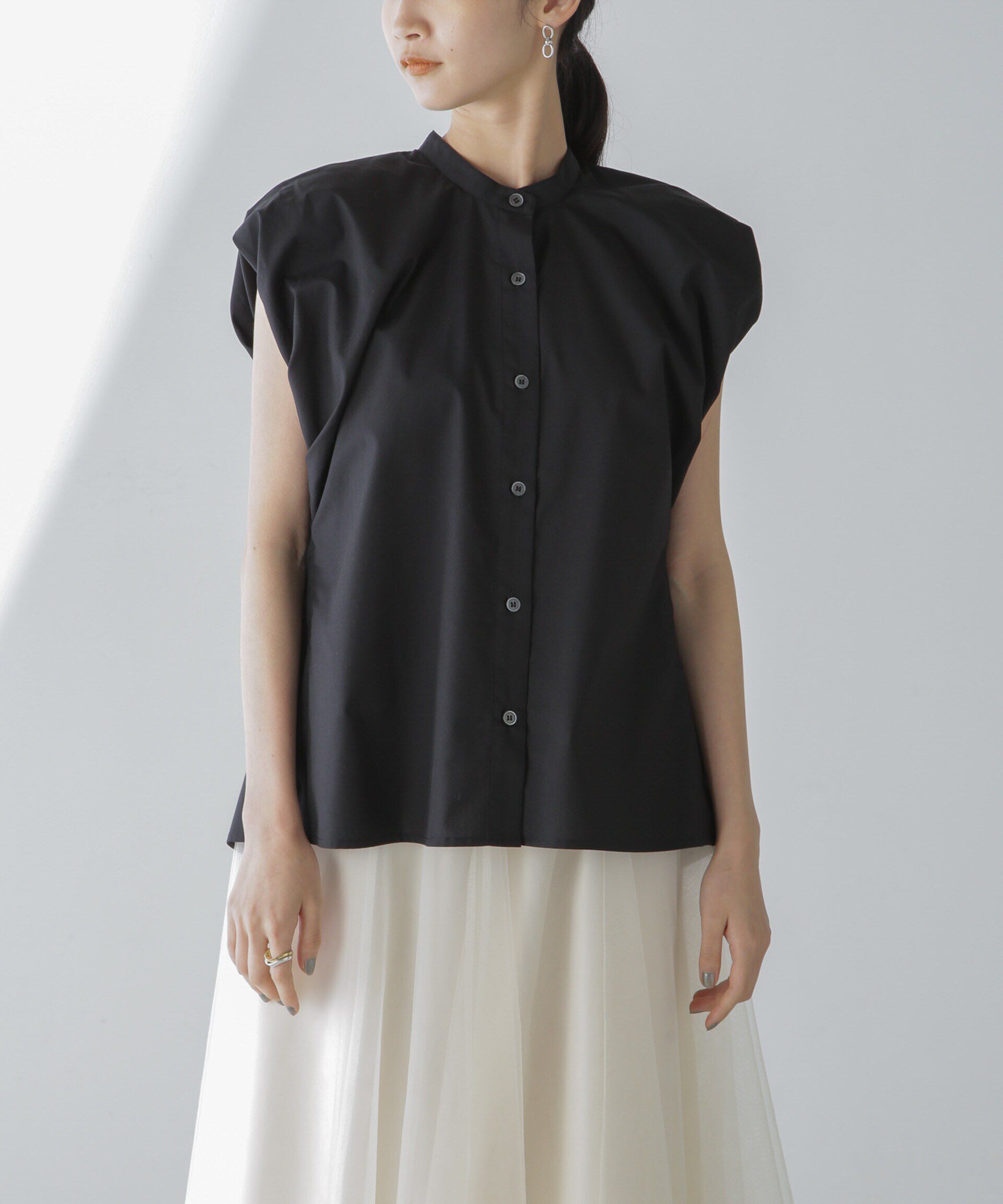 nano･universe「フレンチスリーブバルーンシャツ」|シャツ・ブラウス|