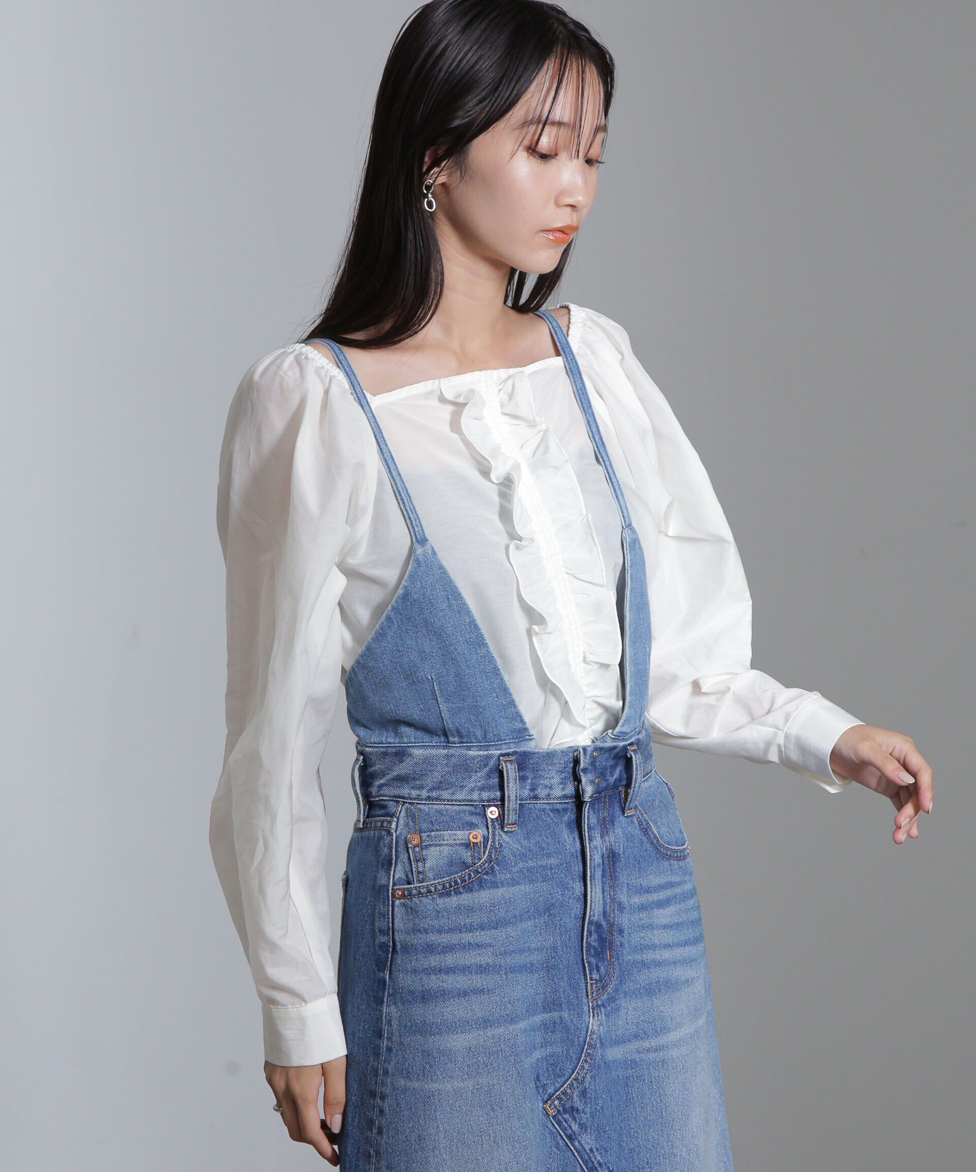 nano･universe「シルク混フロントフリルブラウス」|シャツ・ブラウス|