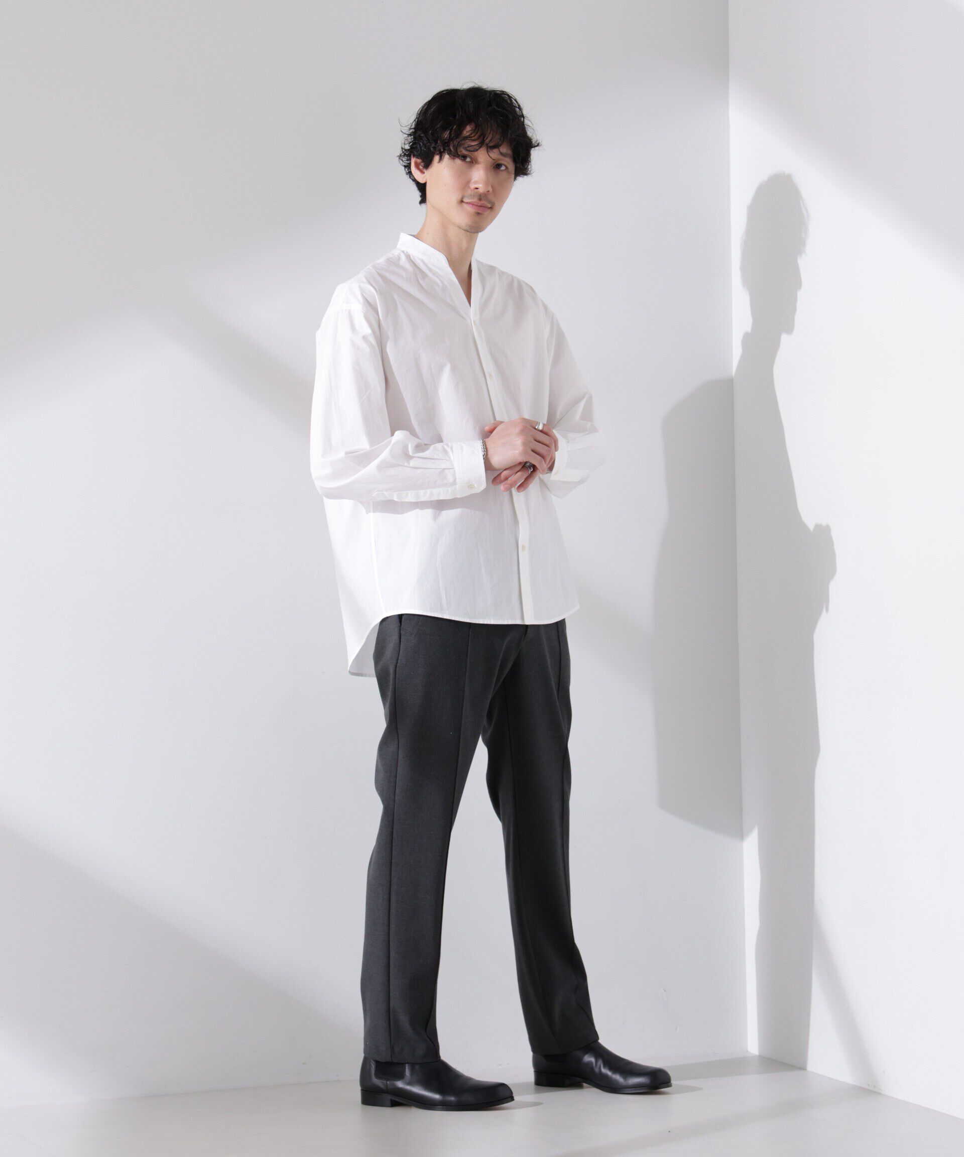 nano･universe「「大人のワイドシャツ」バンドカラー 長袖」|シャツ・ブラウス|