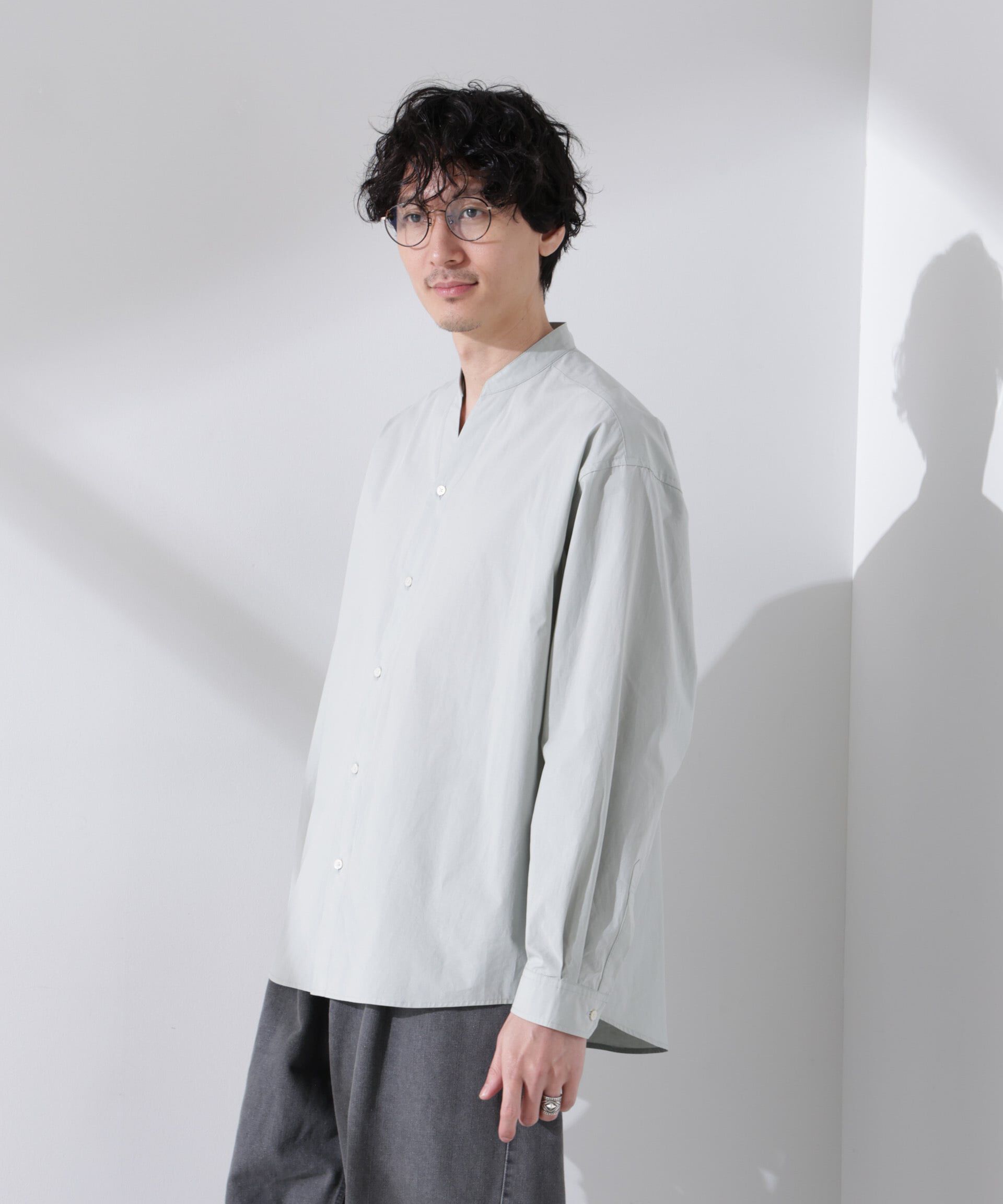 nano･universe「「大人のワイドシャツ」バンドカラー 長袖」|シャツ・ブラウス|