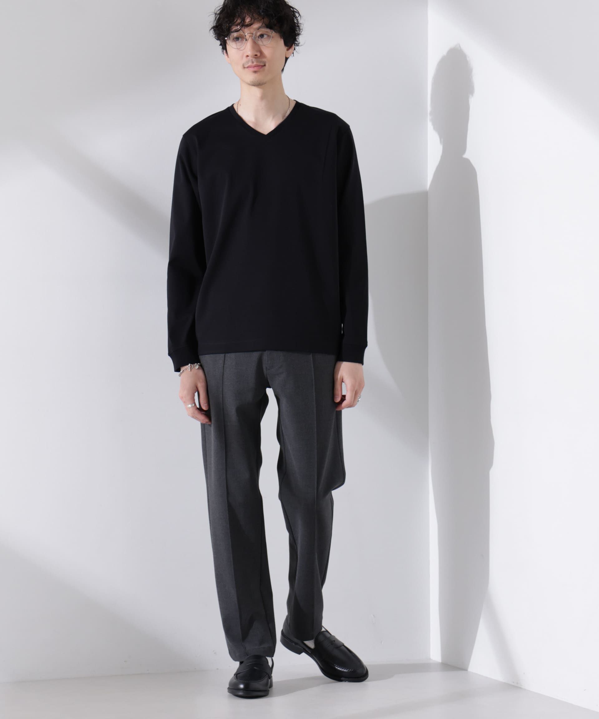 nano･universe「アンチスメル VネックTシャツ 長袖」|Tシャツ・カットソー|