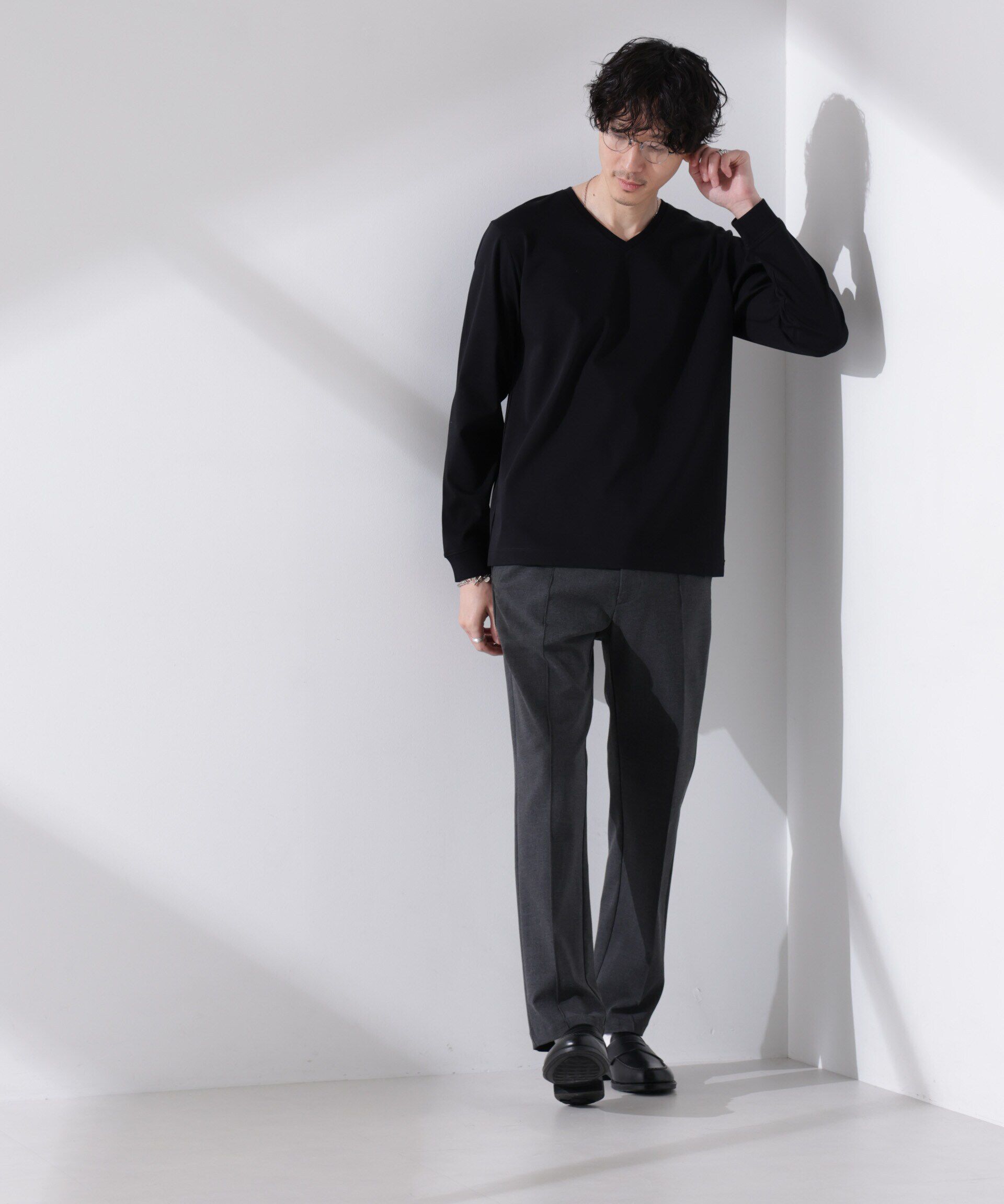 nano･universe「アンチスメル VネックTシャツ 長袖」|Tシャツ・カットソー|