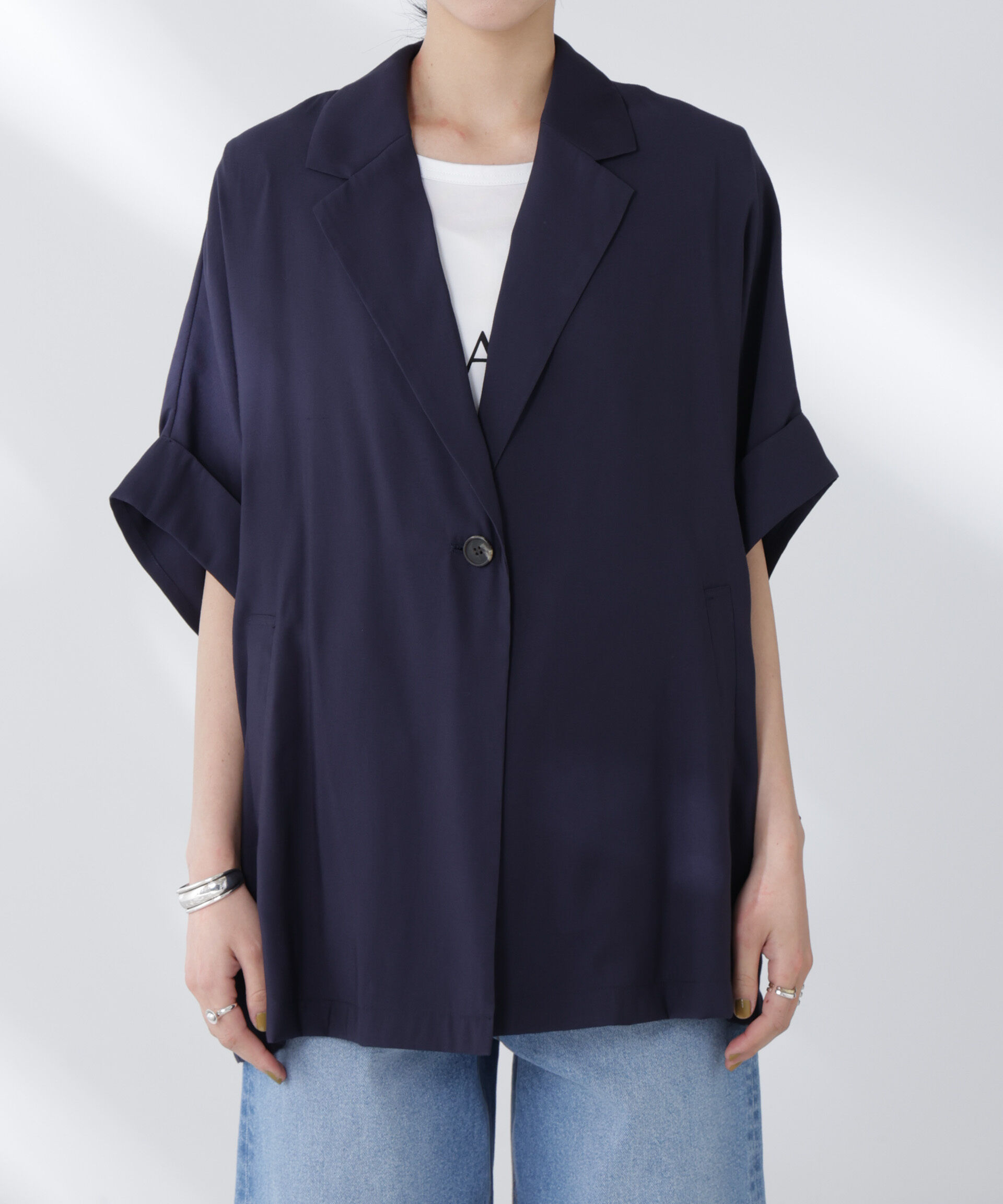 nano･universe「ハーフスリーブラフジャケット」|テーラードジャケット|