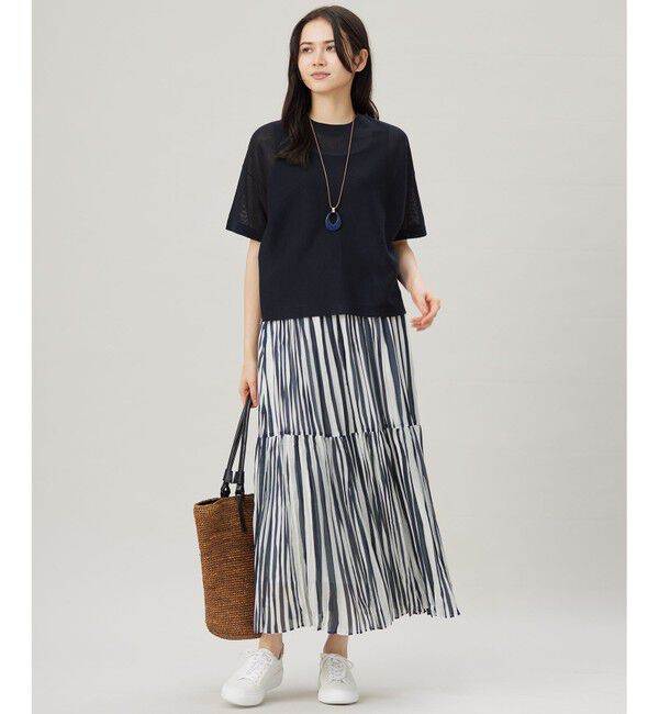 自由区「【接触冷感・洗える】ハンドワッシャープリーツストライプ スカート」|スカート|