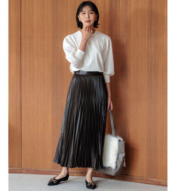 23区「【ご好評につきカラー追加/洗える】クロスコンビ パフスリーブ ニット」|ニット・セーター|