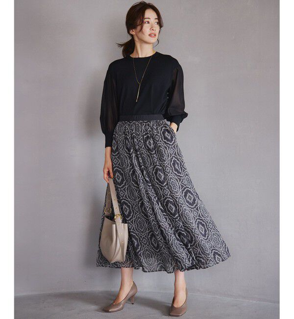 23区「【ご好評につきカラー追加/洗える】クロスコンビ パフスリーブ ニット」|ニット・セーター|