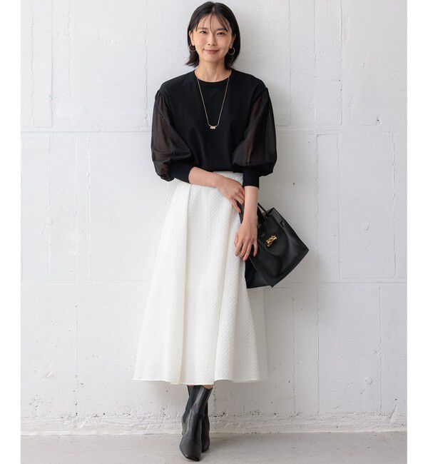 23区「【ご好評につきカラー追加/洗える】クロスコンビ パフスリーブ ニット」|ニット・セーター|