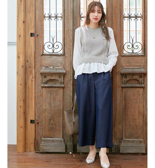 ANY SIS「【洗える】バイカラートリミングワイド パンツ」|その他|