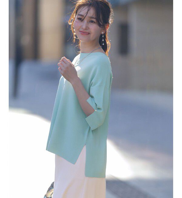 ANY SIS「【接触冷感・UVカット・洗える】ビューティクールボートネック プルオーバー」|ニット・セーター|